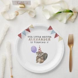 私たちの小さなビーバーの1歳の誕生日パーティー ペーパープレート