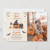 私たちの小さなブゥのハロウィン2歳の誕生日写真 招待状 (正面)