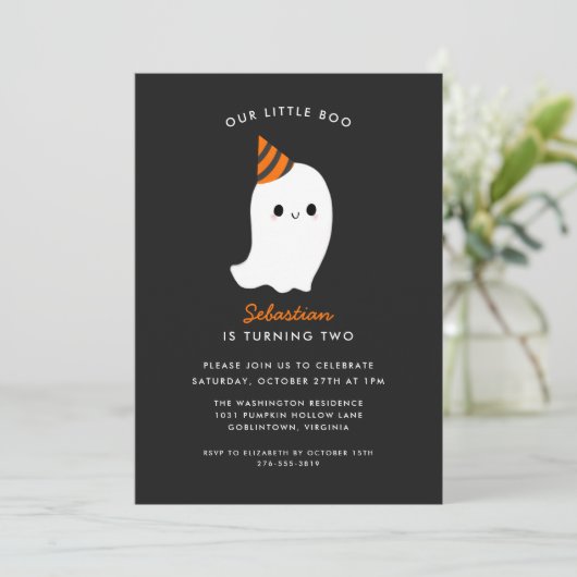 私たちの小さなブキッズハロウィーンをテーマにした誕生日 招待状 (スタンド正面)