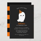 私たちの小さなブキッズハロウィーンをテーマにした誕生日 招待状 (正面/裏面)