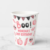 私たちの小さなブツーピンクガールハロウィーン誕生日 紙コップ (正面)