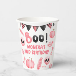 私たちの小さなブツーピンクガールハロウィーン誕生日 紙コップ