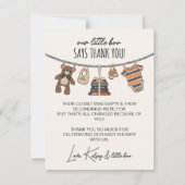 私たちの小さなブニュートラルハロウィーンの赤ちゃんシャワー サンキューカード (正面)