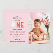 私たちの小さなブハロウィーン1st誕生日の写真 招待状 (正面/裏面)