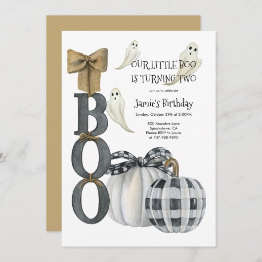 私たちの小さなブハロウィーン2回目の誕生日 招待状 (正面/裏面)