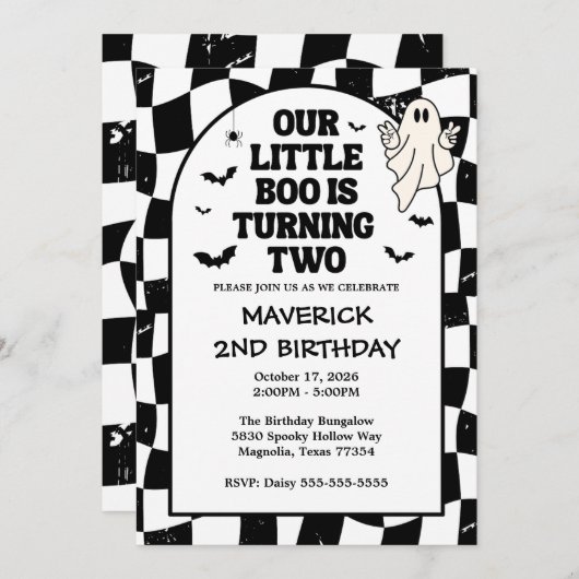 私たちの小さなブハロウィーン2回目の誕生日 招待状 (正面/裏面)