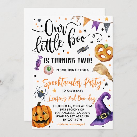 私たちの小さなブハロウィーン2回目の誕生日 招待状 (正面/裏面)