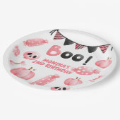 私たちの小さなブピンクの女の子ハロウィーン2nd誕生日 ペーパープレート (アングル)