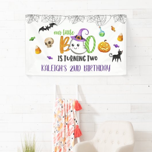 私たちの小さなブーが二つの誕生日の旗 横断幕 (インサイチュ)