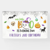 私たちの小さなブーが二つの誕生日の旗 横断幕 (横)