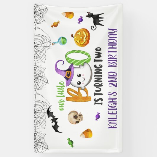 私たちの小さなブーが二つの誕生日の旗 横断幕 (縦)