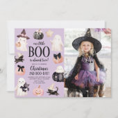 私たちの小さなブーのハロウィン2歳の誕生日パーティーの写真 招待状 (正面)