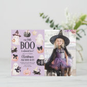 私たちの小さなブーのハロウィン2歳の誕生日パーティーの写真 招待状 (スタンド正面)