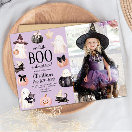 私たちの小さなブーのハロウィン2歳の誕生日パーティーの写真 招待状