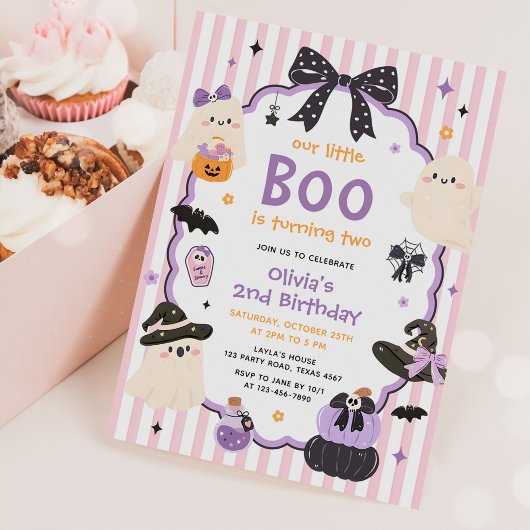 私たちの小さなブーのハロウィン2歳の誕生日パーティー 招待状