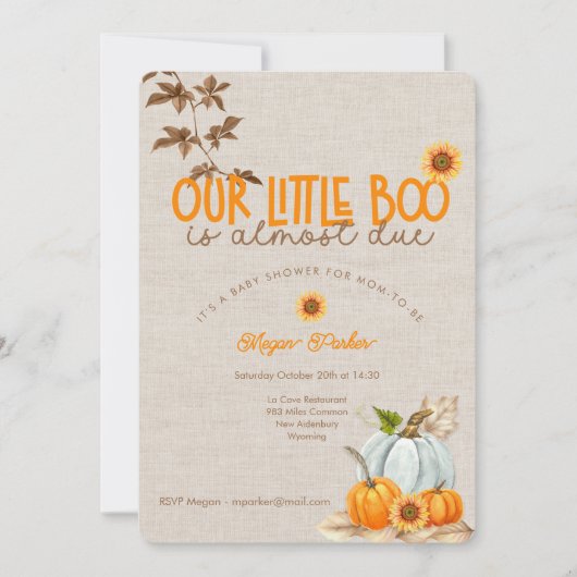 私たちの小さなブーはほとんどデューベビーシャワー招待状 招待状 (正面)