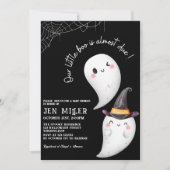 私たちの小さなブーはほとんどハロウィーンの赤ちゃんシャワー 招待状 (正面)