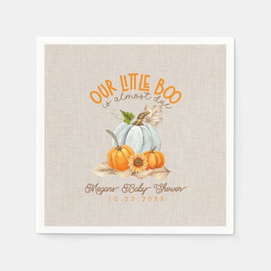 私たちの小さなブーはほとんど赤ちゃんシャワーのナプキン スタンダードカクテルナプキン (正面)