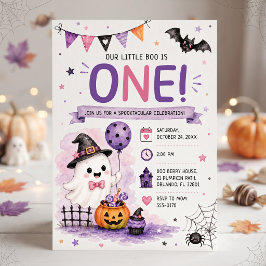 私たちの小さなブーはハロウィンの誕生日パーティーを1歳でお祝い 招待状