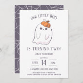 私たちの小さなブーは、2つの誕生日の招待状を回している 招待状 (正面/裏面)