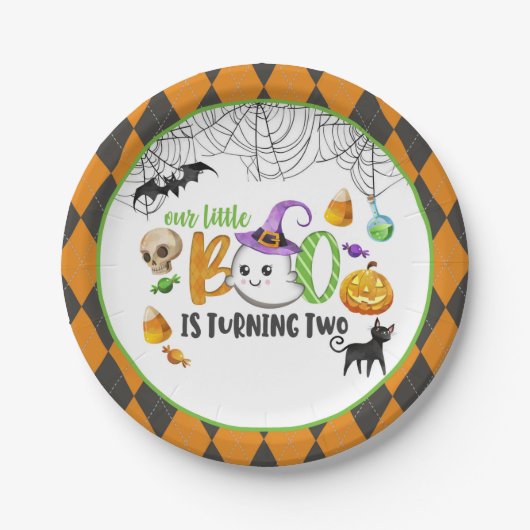 私たちの小さなブーは、2つの誕生日パーティーを回している(2) ペーパープレート (正面)