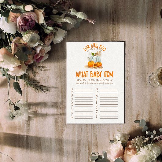 私たちの小さなブーブベイビーシャワー何ベビーアイテムゲーム エンクロージャーカード