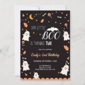 私たちの小さなブー女の子ハロウィーン誕生日任意の年 招待状 (正面)
