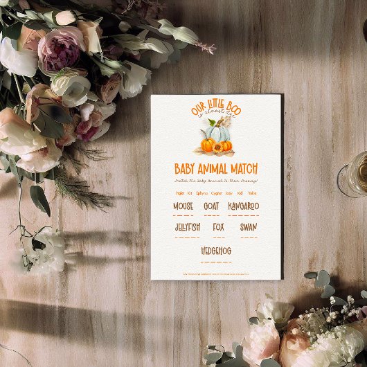 私たちの小さなブー赤ちゃんシャワー赤ちゃん動物のマッチゲーム エンクロージャーカード