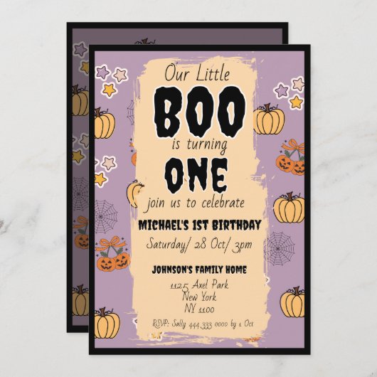 私たちの小さなブー1st誕生日ハロウィーン招待状 招待状 (正面/裏面)