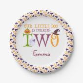 私たちの小さなブー2歳、ハロウィーン2歳の誕生日 ペーパープレート (正面)