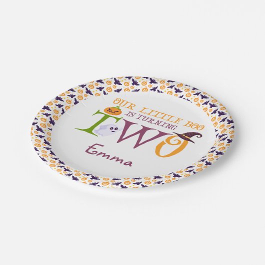 私たちの小さなブー2歳、ハロウィーン2歳の誕生日 ペーパープレート (アングル)