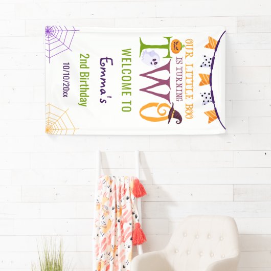 私たちの小さなブー2歳、ハロウィーン2歳の誕生日 横断幕 (インサイチュ)