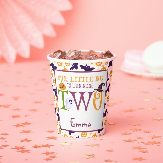 私たちの小さなブー2歳、ハロウィーン2歳の誕生日 紙コップ (インサイチュ)