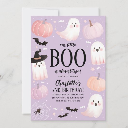 私たちの小さなブー2nd誕生日招待状ハロウィーン 招待状 (正面)