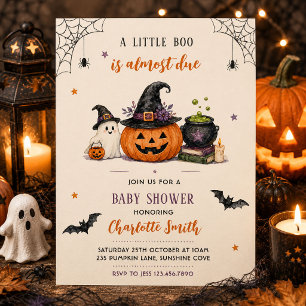 私たちの小さなブー、もうすぐ生まれるよ ハロウィンベビーシャワー 招待状