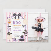 私たちの小さなブー ハロウィン 2歳の誕生日パーティーの写真 招待状 (正面)