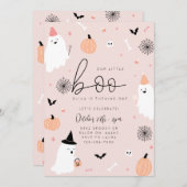 私たちの小さなブー – 1st誕生日ハロウィーン招待状 セーブザデート (正面/裏面)