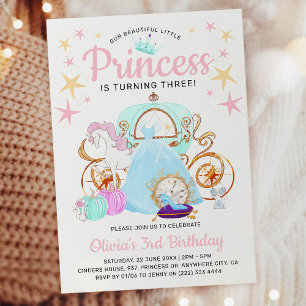 私たちの小さなプリンセスの女の子の誕生日パーティー 招待状