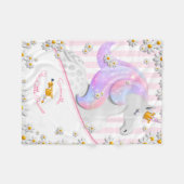 私たちの小さなプリンセスの子供のピンクのユニコーンストライプの フリースブランケット (正面(横))