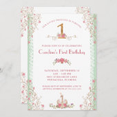 私たちの小さなプリンセスの1歳の誕生日 招待状 (正面/裏面)