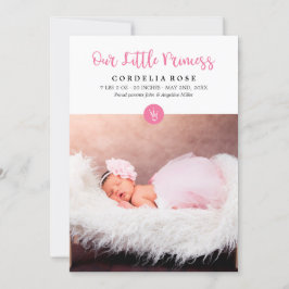私たちの小さなプリンセスピンクベビー発表 案内状