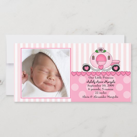 私たちの小さなプリンセス写真の誕生のお知らせ 案内状 (正面)