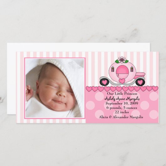 私たちの小さなプリンセス写真の誕生のお知らせ 案内状 (正面/裏面)