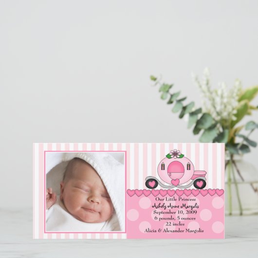 私たちの小さなプリンセス写真の誕生のお知らせ 案内状 (スタンド正面)