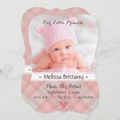 私たちの小さなプリンセス赤ちゃん女の子の誕生発表 案内状 (正面/裏面)
