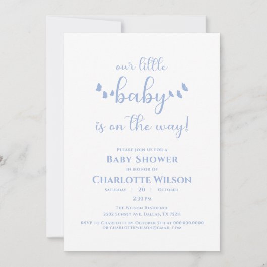 私たちの小さなベビーは赤ちゃんシャワーの途中にある 招待状 (正面)