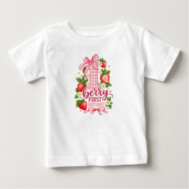 私たちの小さなベリーは1歳のいちごの誕生日 ベビーTシャツ