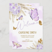 私たちの小さなボホパープルバタフライ誕生 案内状 (正面/裏面)