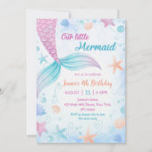 私たちの小さなマーメイド4th誕生日マーメイドパーティー 招待状 (正面)