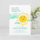 私たちの小さなモダン太陽の日の最初の誕生日 招待状 (スタンド正面)